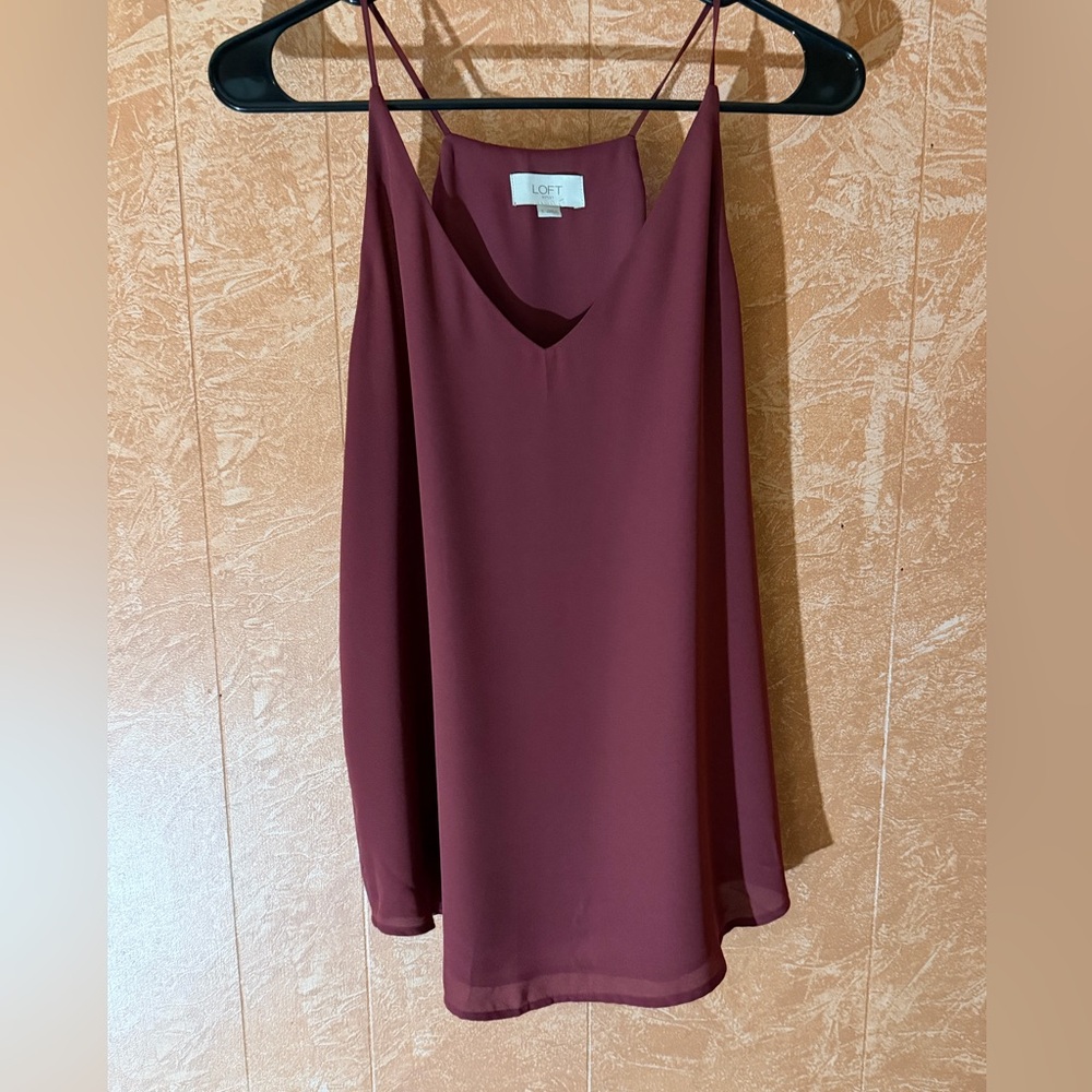LOFT Deep Red V-Neck Top